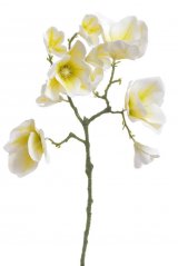 Umělá květina magnolie s listy - 4 květy a 6 poupat dl. 58cm