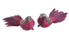 Dekorace péřový ptáček na klipu 12cmLx6cmWx5cmH - 2ks