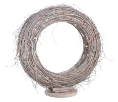 Dekorace šedivý proutěný věnec  45cm∅x49cmH