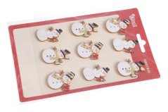 Dekorace dřevěné nálepky sněhulák 2,5 x 3 x tl. 0,2 cm - 9ks