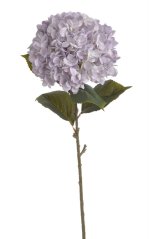 Umělá hortenzie s listy, hlava Ø 20cm, dl.80cm