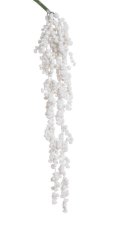 Umělá glitrovaná bílá větvička s kuličkami - převis dl. 48cm