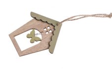 Dřevěná dekorace - budka s motýlkem, srdíčkem, nebo kytičkou 8 cm - závěs