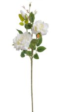 Umělá růže na stonku 2 květy a poupě s listy, hlavičky Ø 9 cm, dl. 64 cm