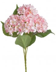 Kytice umělých hortenzií s 5 květy a listy, květ Ø 12cm, dl.celkem 50cm