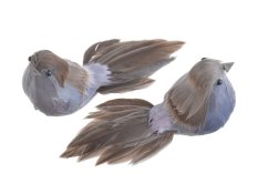 Dekorace péřový ptáček na klipu 12cmLx6cmWx5cmH - 2ks