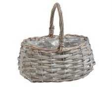 Proutěný košík s uchem 20 × 13 × 20 cm – šedý