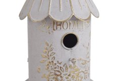 Dekorativní kovová budka pro ptáčky HOME (18,5cm∅ x38cmH) 67cmH – závěsná dekorace