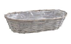 Oválný košík pletený na kovové konstrukci s nepropustnou výstelkou 37x17xH10cm