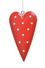Dekorace plechové srdce s potiskem 12 x 7cm - závěs