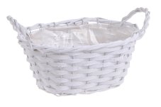 Oválný proutěný košík s uchy a s igelitem uvnitř 27 x 18 x H 12 cm