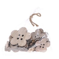 Jarní dekorace dřevěný kvítek/knoflík 2,5-7cm - 18ks výsek