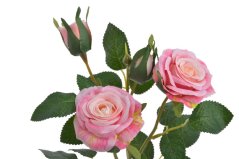 Umělá rozkvetlá růže 2 květy + 2 poupata, květ Ø 6,5cm, dl.49cm