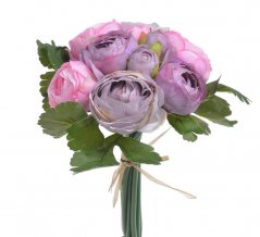 Kytice umělých ranunculusů, 7 květů a 3 poupata, květ Ø 6cm dl.celkem 25cm