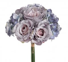 Svazek umělých růží a hortenzií, dl. 30cm