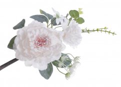 Zápich umělé růže 2 květy s přízdobami, květ Ø 7+10cm, zápich celkem 21cm _03