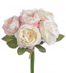 Růže s listy, svazek 6 stonků, dl. 28 cm, barva 06-23