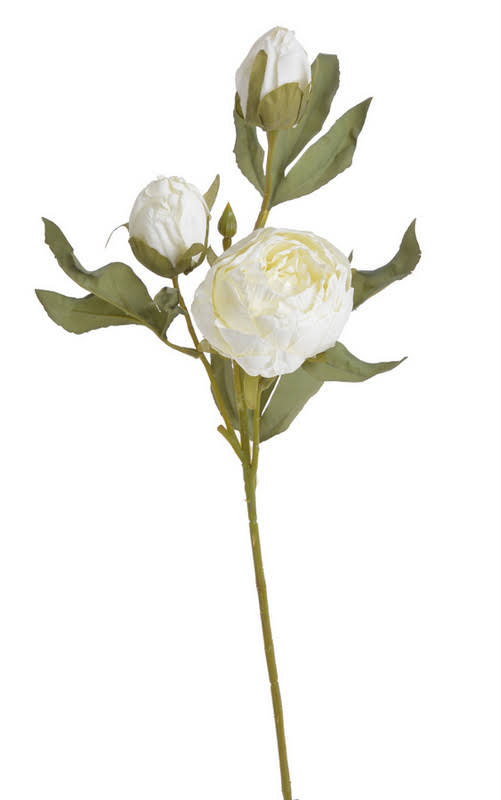 Umělá pivoňka na stonku s listy a poupaty, květ Ø 9 cm, dl. 55cm