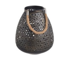 Dekorace kovová lampa se sklem 17cm∅ x 22cmH