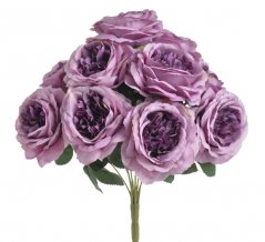 Kytice umělých růží s listy, květ Ø 12cm/celkem dl.38 cm