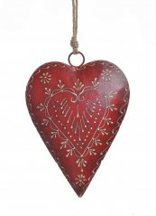 Dekorace - plechové barvené srdce s ornamenty   20x15cm..15,5cmLx4cmWx20cmH