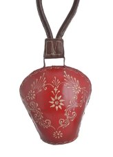 Dekorace plechový barvený kravský zvon s ornamenty
