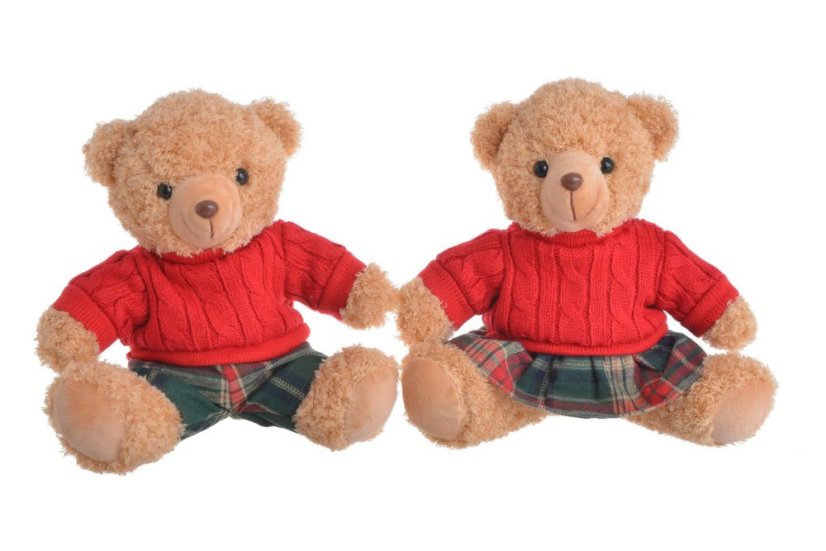 Dekorace sedící plyšový medvěd 24cmLx17cmWx24cmH.