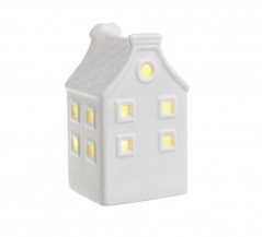 Dekorace porcelánový domek s LED osvětlením 6,5cmLx5,5cmWx11,5cmH