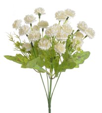 Kytice drobných kvítků s listy a doplňky, Ø kvítku 2,5cm, dl. kytice 34cm