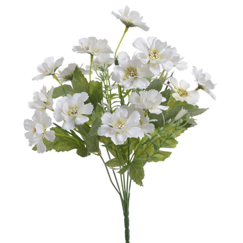 Kytice umělého clematis 5 výhonů s listy a doplňky, dl. 30cm