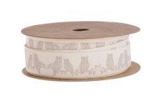 Dekorační stuha s potiskem 2,5cm x 5m - sovy hnědé