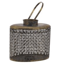 Lampa s patinovaného plechu/skla 31cmL x 18cmW x 30,5cmH