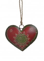 Dekorace - plechové barvené srdce s ornamenty 18x14cm..17,5cmLx4cmWx15cmH