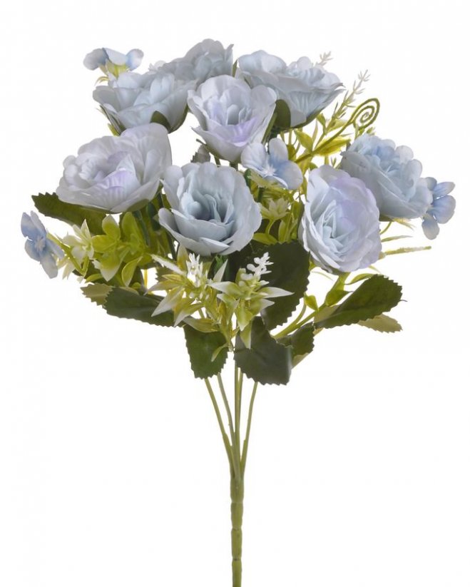 Kytice umělých růží s listy, květ Ø 4cm/celkem dl.30 cm
