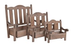 Dekorace - lavička se šuplíkem na aranžování s igelitem - 45x23x41cm, 35x18x32cm, 26x15x24cm sada 3ks