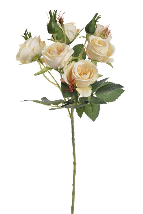 Umělá větvička s květy a poupaty růží dl. 54cm