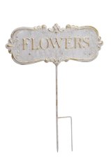Kovový zahradní zápich FLOWERS 45 cm – dekorativní cedulka