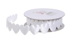 Dekorační samolepící stuha ve tvaru srdce 2,5cm x 3m - bílá