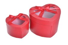 Sada Flower box ve tvaru srdce 16x17,5xH12cm,12x13xH8cm - 2ks RED