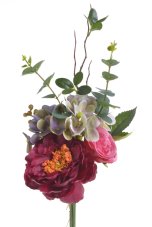 Kytice míchaná z hortenzie, pivoňky, růže a doplňků, dl. 45cm