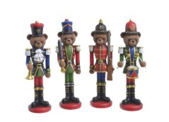 Vánoční dekorace figurka medvěda v uniformě mix druhů.6cmLx6cmWx20cmH. - 4ks