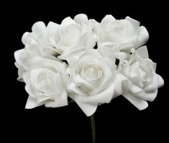 Hlavička Pěnové růže na papírovém drátku 6cm/dl.25cm - 6 ks