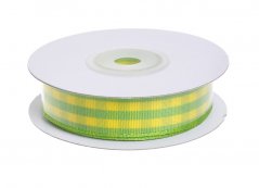 Tkaná stuha s potiskem 1,5cm/10 yard - zelená/žlutá