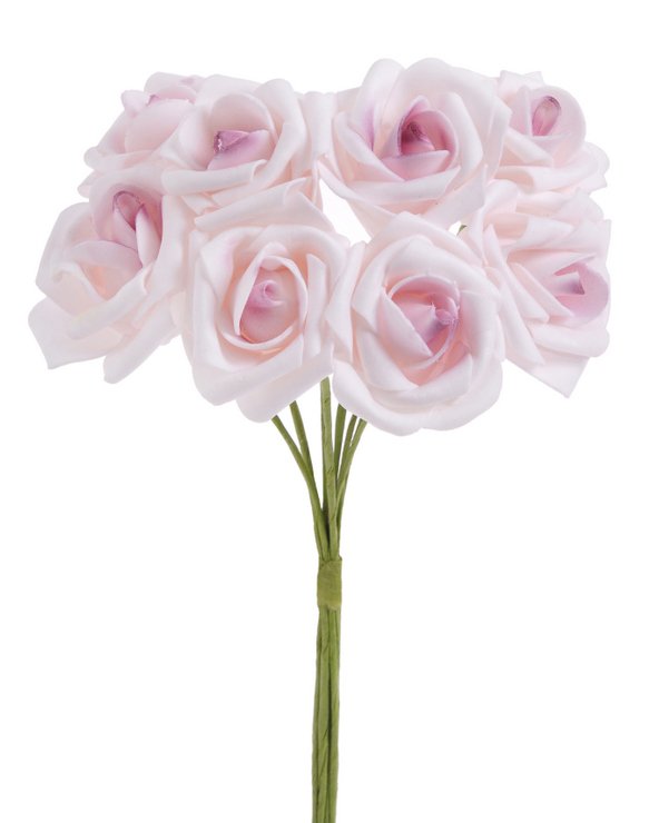 Svazek hlaviček pěnových růží na drátku Ø6cm/dl.25cm - 8ks