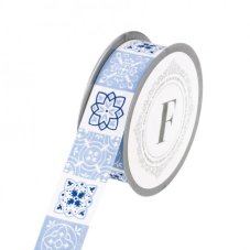 Tkaná stuha se vzorem 3,5cm/dl.5m - modrá světlá