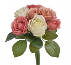 Růže s listy mix, svazek 7 stonků, dl. 25 cm, barva 171
