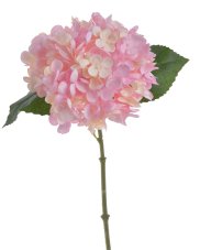 Květ hortenzie na stonku s listy - květ Ø 14 cm, dl. 32 cm