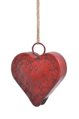 Dekorace kravský zvonec ve tvaru srdce, zvonec 10cm, závěs 18cm