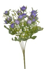 Umělá kytice mini ranunculusů 5 větviček s lístky a doplňky, 15 květů dl. 33cm