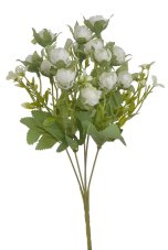 Umělá kytice mini ranunculusů 5 větviček s lístky a doplňky, 15 květů dl. 33cm